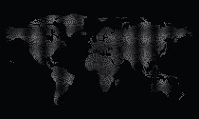 World map made from binary data code