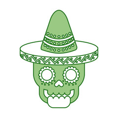 skull in hat day of the dead mexican celebration