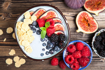 Delicious blueberry and fig yoghurt