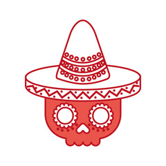 skull in hat day of the dead mexican celebration