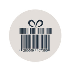 Icono plano codigo de barras regalo en circulo gris