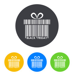 Icono plano codigo de barras regalo BLACK FRIDAY en circulo varios colores