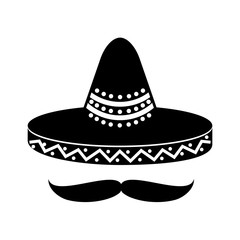 mexican hat and mustache culture symbol