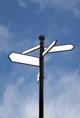 Blank road sign with copy space on sky background - 5 signs
