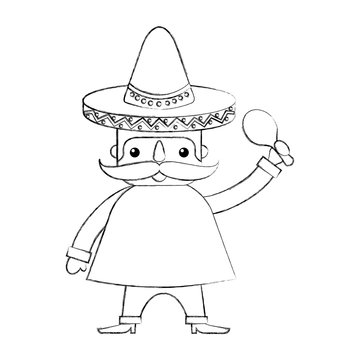 mexican man with maraca and traditional costume