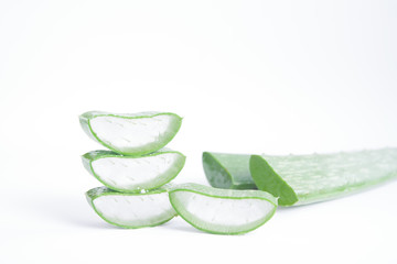 Aloe vera sliced isolated on white background