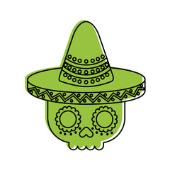 skull in hat day of the dead mexican celebration