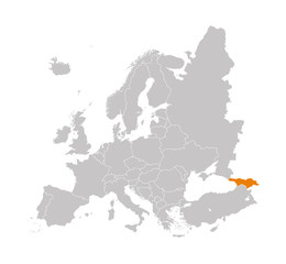 Territory of Georgia on Europe map on a white background