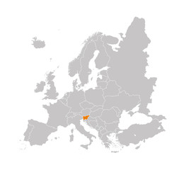 Fototapeta na wymiar Territory of Slovenia on Europe map on a white background