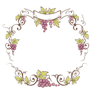 Frame from grapes / Vector illustration, floral design element