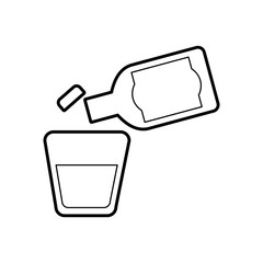 glass and botlle of tequila alcoholic cocktail