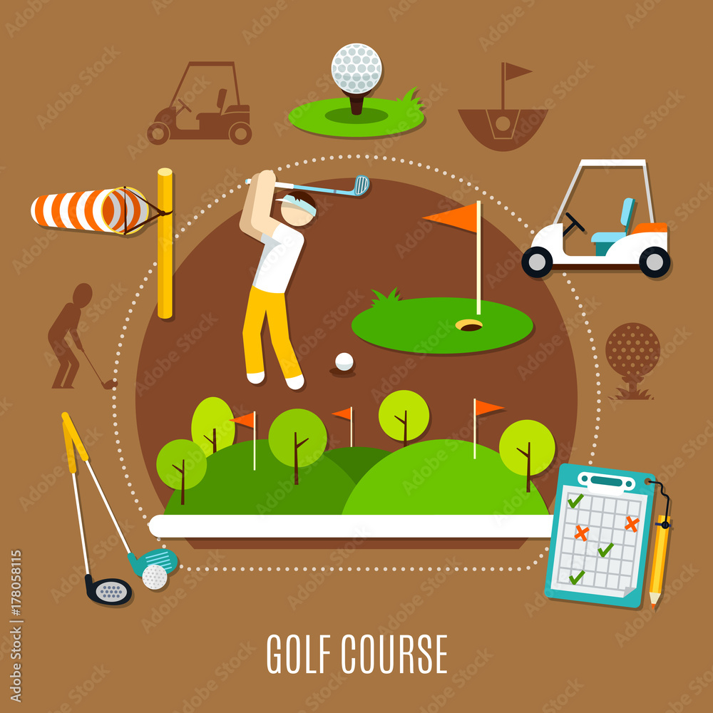 Wall mural golf course composition