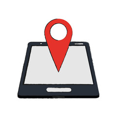 smartphone with gps pin icon image vector illustration design