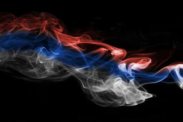 Serbia flag smoke