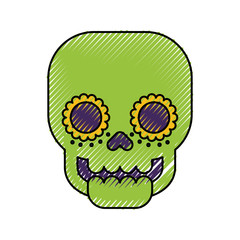 skull the day of the death mexican traditional culture