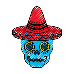 skull in hat day of the dead mexican celebration