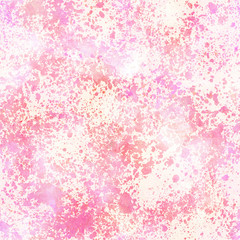 Romantic seamless texture with pink watercolor splashes