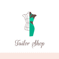 Logo for tailor shop, dressmakers salon, sewing studio, clothing store and fashion designer.