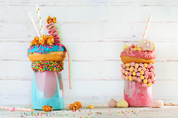 Freak shakes over grey brick background