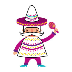 mexican man with maraca and traditional costume