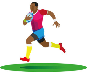 A rugby player is an attacker who runs with the ball in a swift attack