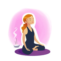 Young woman sitting in yoga lotus pose