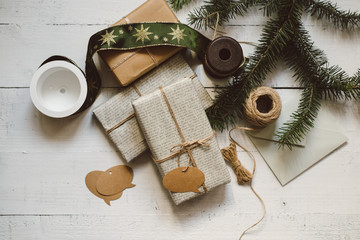 Elegantly wrapped Christmas gifts