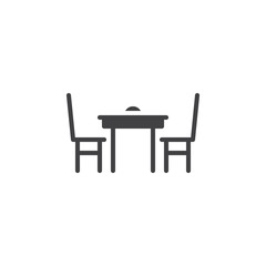 Dining table with chairs icon vector, filled flat sign, solid pictogram isolated on white. Symbol, logo illustration.