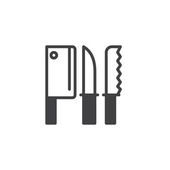 Kitchen knives icon vector, filled flat sign, solid pictogram isolated on white. Symbol, logo illustration.
