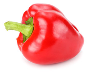 one red sweet bell pepper isolated on white background