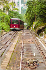 Naklejka premium Hong Kong, tandradbaan naar de Piek 
