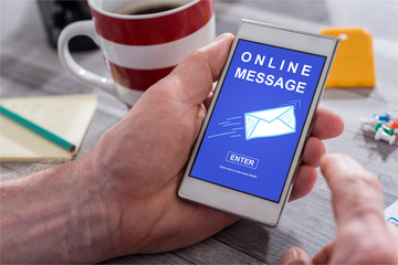 Online message concept on a smartphone