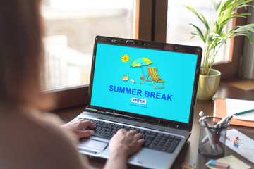 Summer break concept on a laptop screen