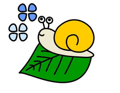 カタツムリ(色、葉、花(青))