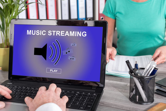 Music streaming concept on a laptop