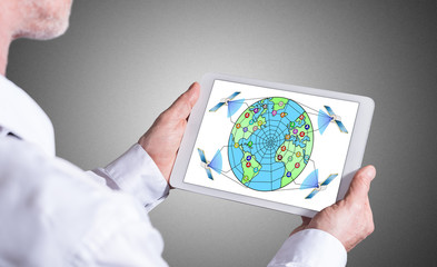 Global web network concept on a tablet