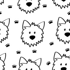 Seamless pattern with cute dogs.