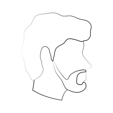 bearded man avatar head sideview icon image vector illustration design
