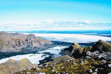 Landscape with mountains glacier in Iceland.