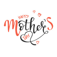 Naklejka na ściany i meble Happy Mother's Day text as Mothers Day badge/tag/icon. Text card/invitation/banner template, lettering typography poster. Vector illustration.