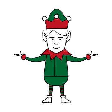 elf lifting arms christmas related icon image vector illustration design