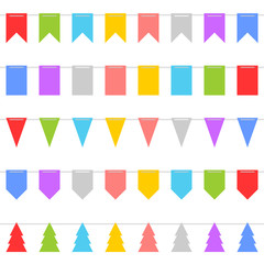 Colorful Shape of Bunting Set on White Background. Vector