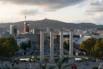 Fototapeta premium Aerial view from Montjuic of Barcelona, Spain