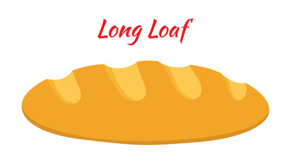 Bread, whole grain loaf, bakery, pastry. Cartoon flat style. Vector