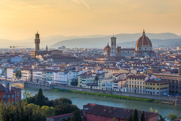 Fototapeta na wymiar Florence city skyline with sunset in Tuscany, Italy