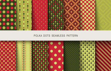 Seamless patterns polka dots set