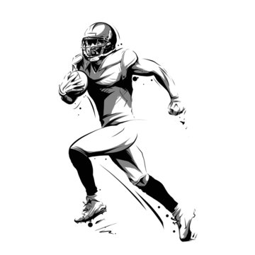 American Football Player Running With Ball