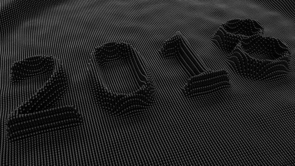 2017 inscriprion on metal pin art board changing to year 2018. Calendar or New year concepts