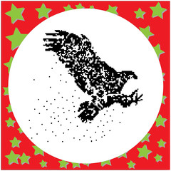 flying eagle black 8-bit dog standing vector illustration isolated on white background