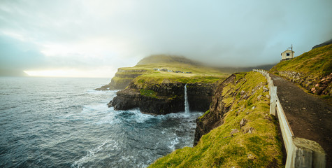 Rocky coast with pathway running on top